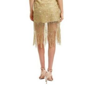 New Ramy Brook Linnea Skirt Gold Lace shimmer dancing, party, Festive, Summer